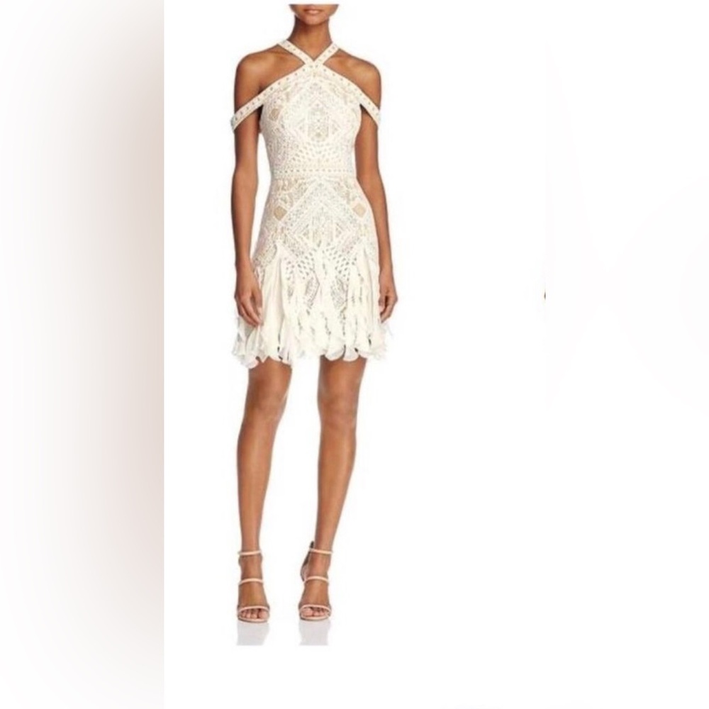 BCBGMAXAZRIA Leighann Mini Dress in Off White. Size 0